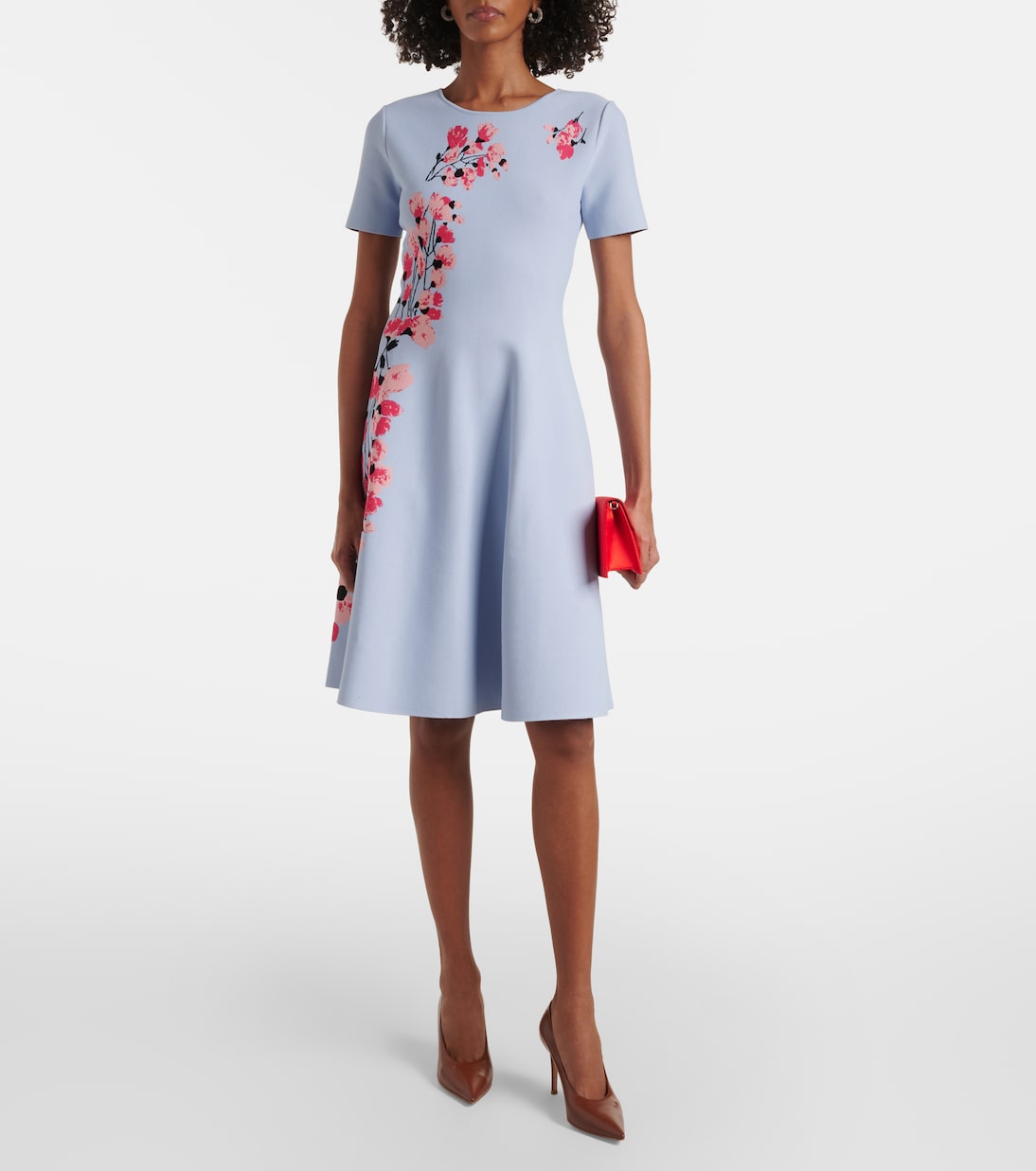 Robe midi en jacquard à fleurs | Carolina Herrera