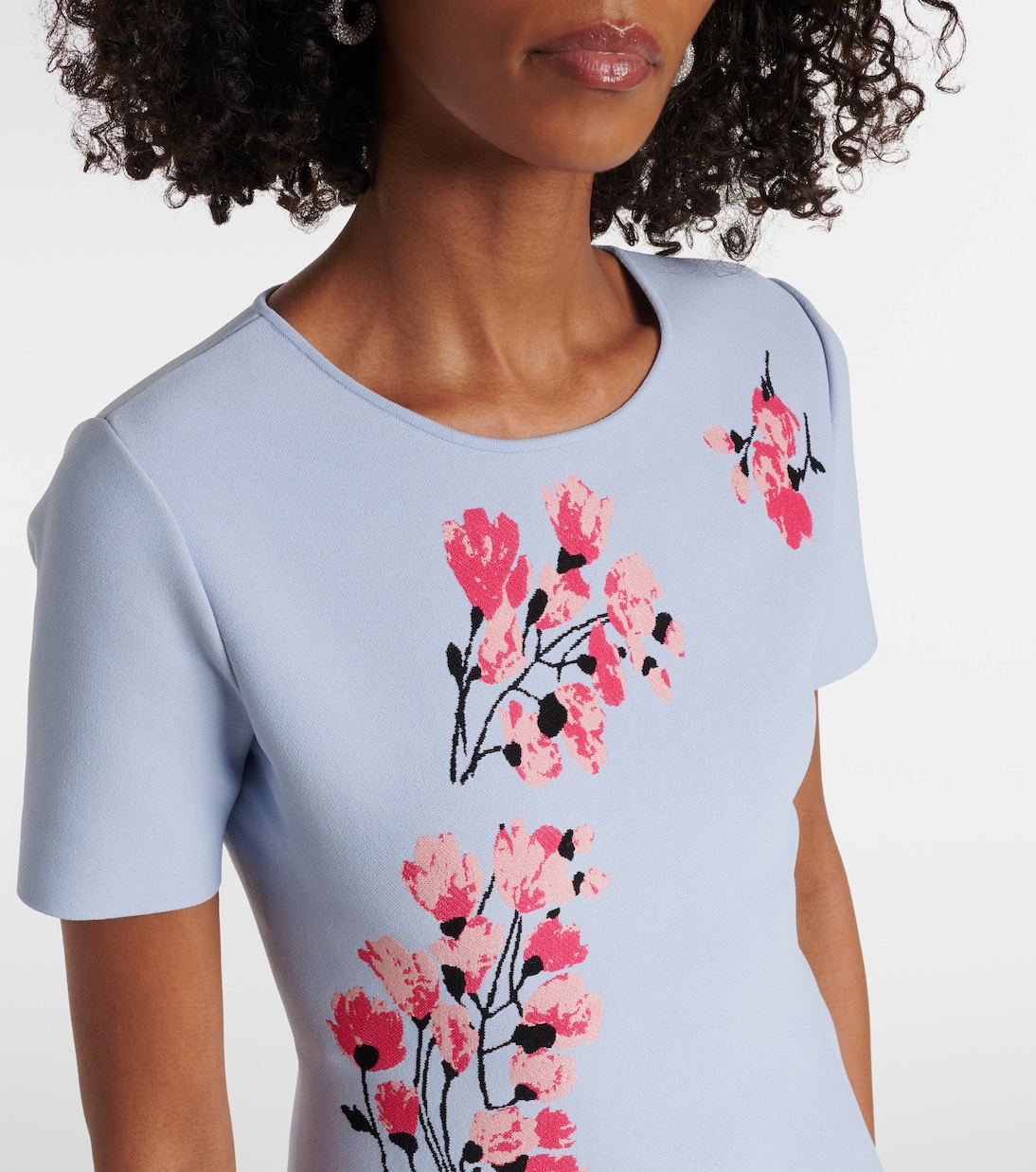 Robe midi en jacquard à fleurs | Carolina Herrera