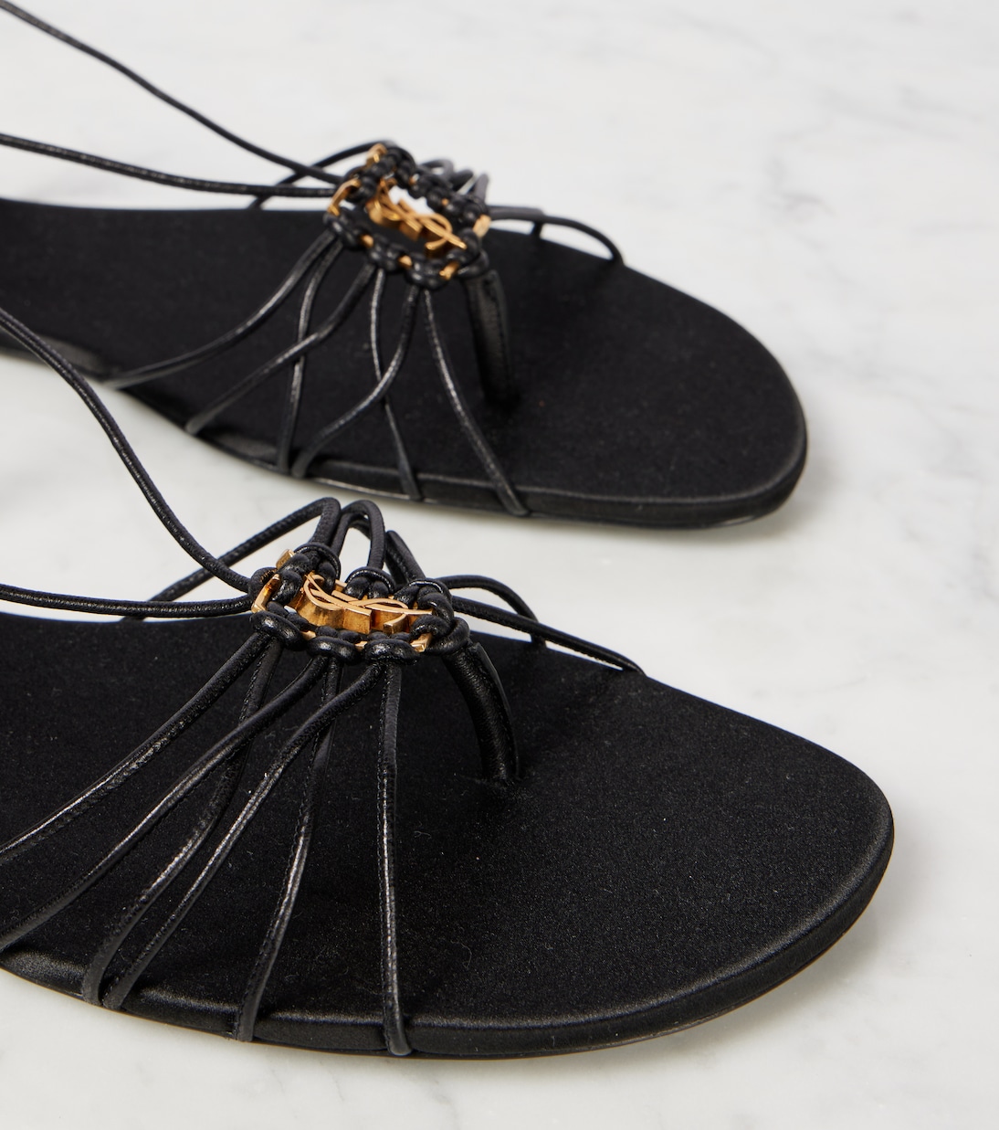 Babylone Cassandre leather sandals | Saint Laurent