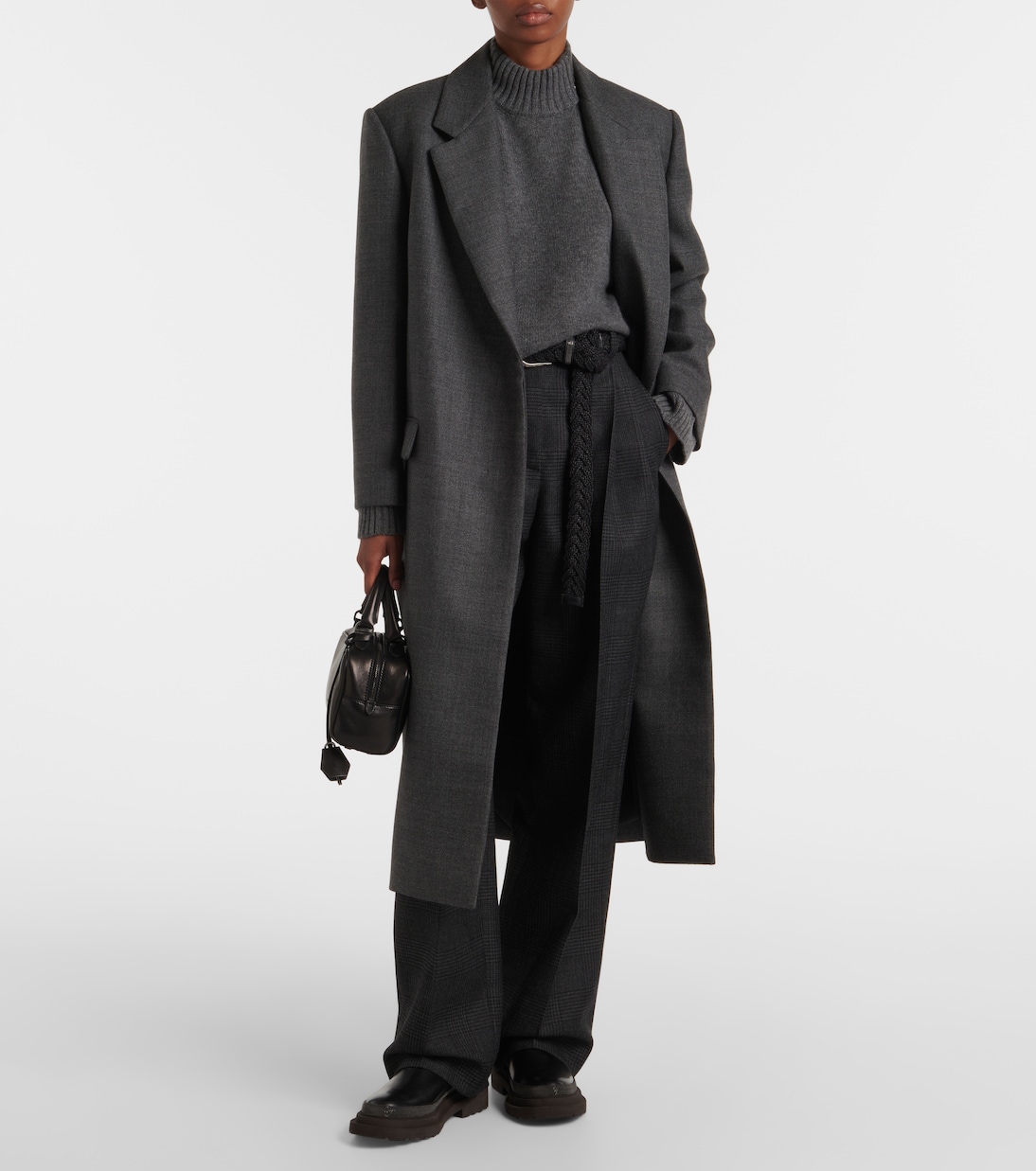 Weite High-Rise-Hose aus Wolle | Brunello Cucinelli