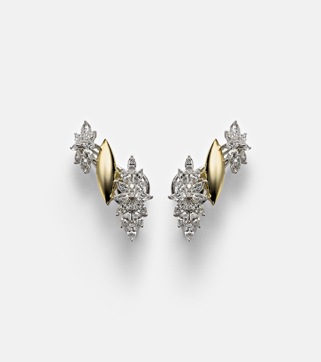Boucles d'oreilles Golden Strada en or jaune et blanc 18 ct, diamants | Yeprem