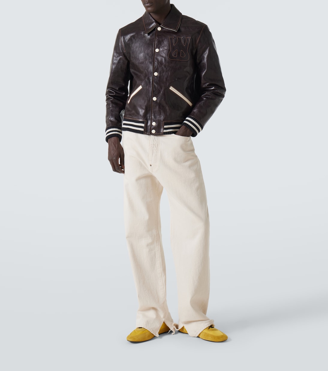 Prince leather varsity jacket | Wales Bonner