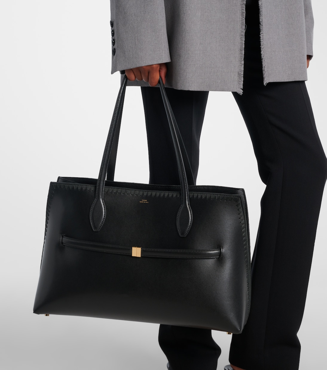 Lounge embroidered leather tote bag | Toteme