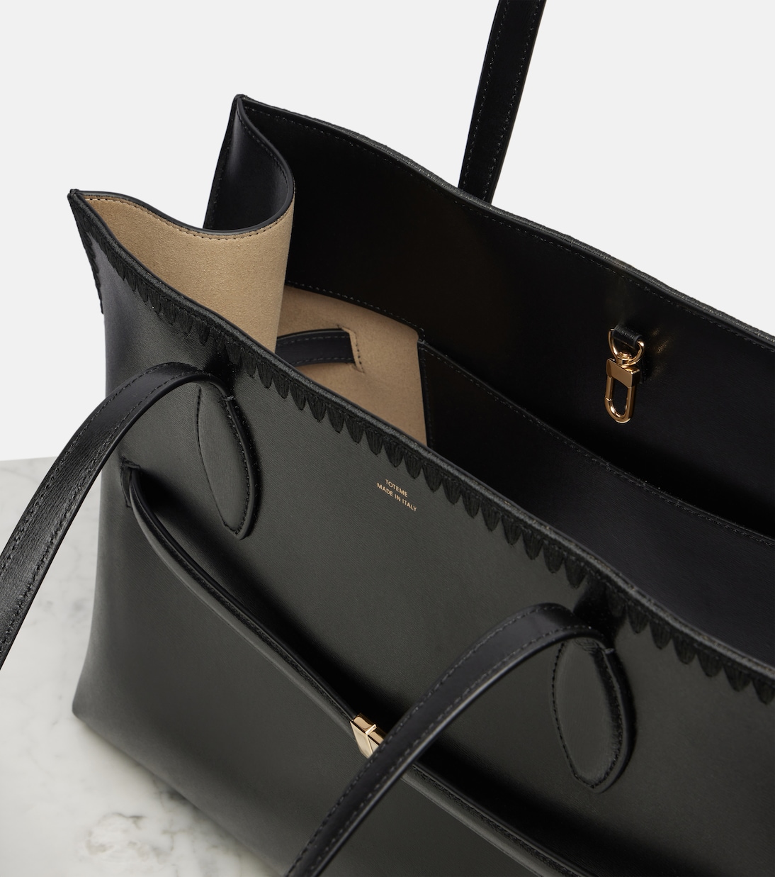 Lounge embroidered leather tote bag | Toteme