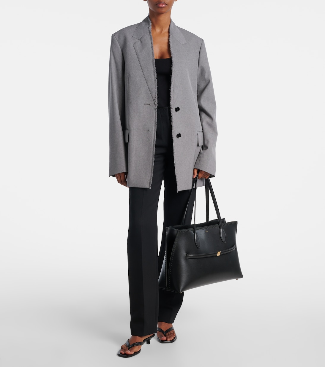 Lounge embroidered leather tote bag | Toteme