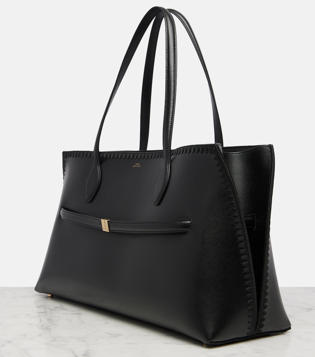 Lounge embroidered leather tote bag | Toteme