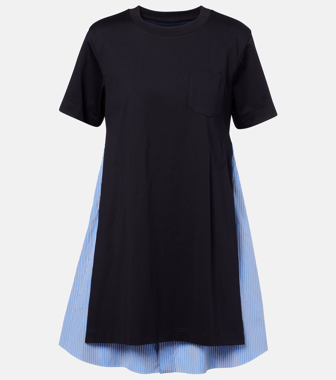 Abito corto in cotone a righe | Sacai