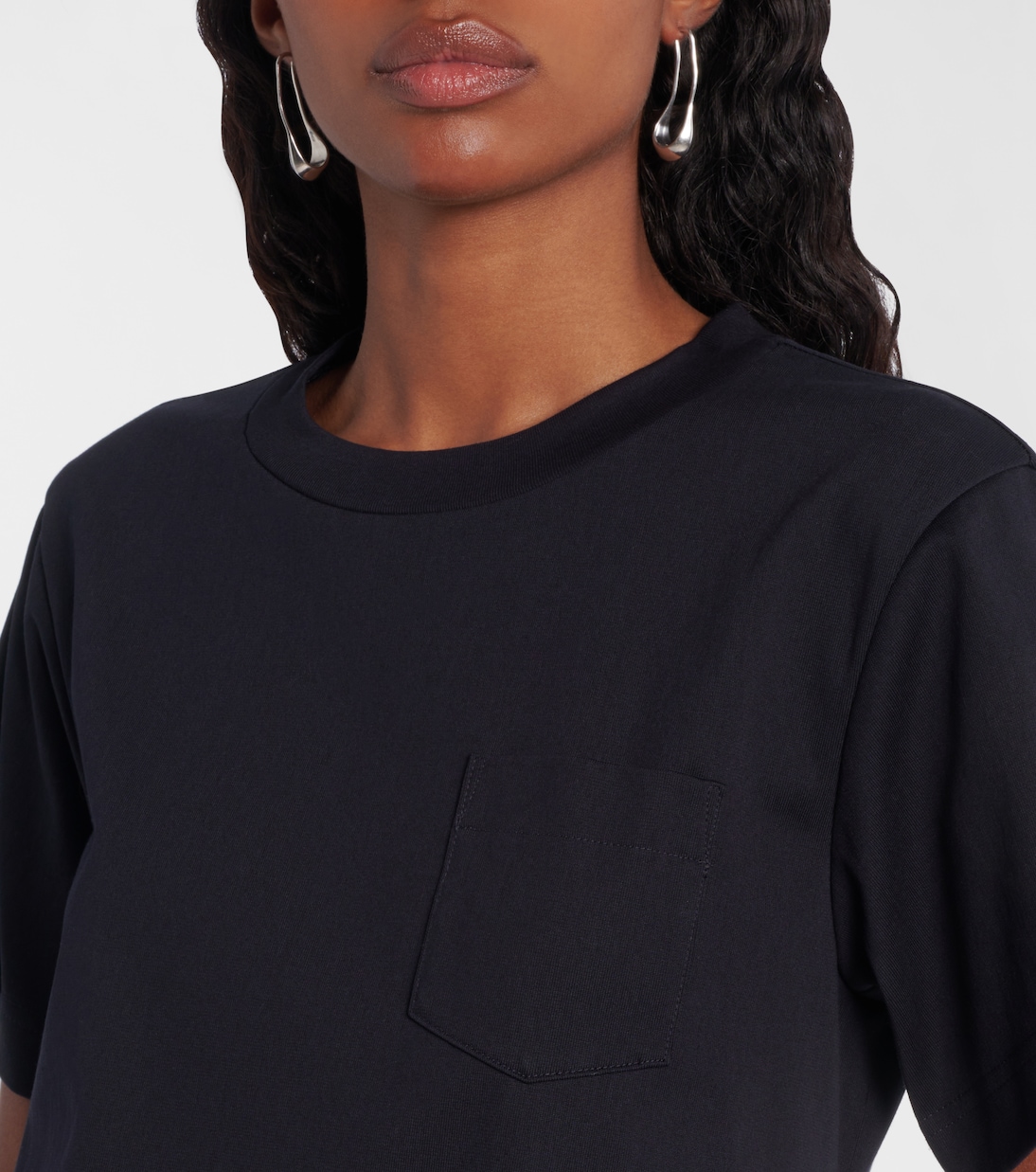 Abito corto in cotone a righe | Sacai