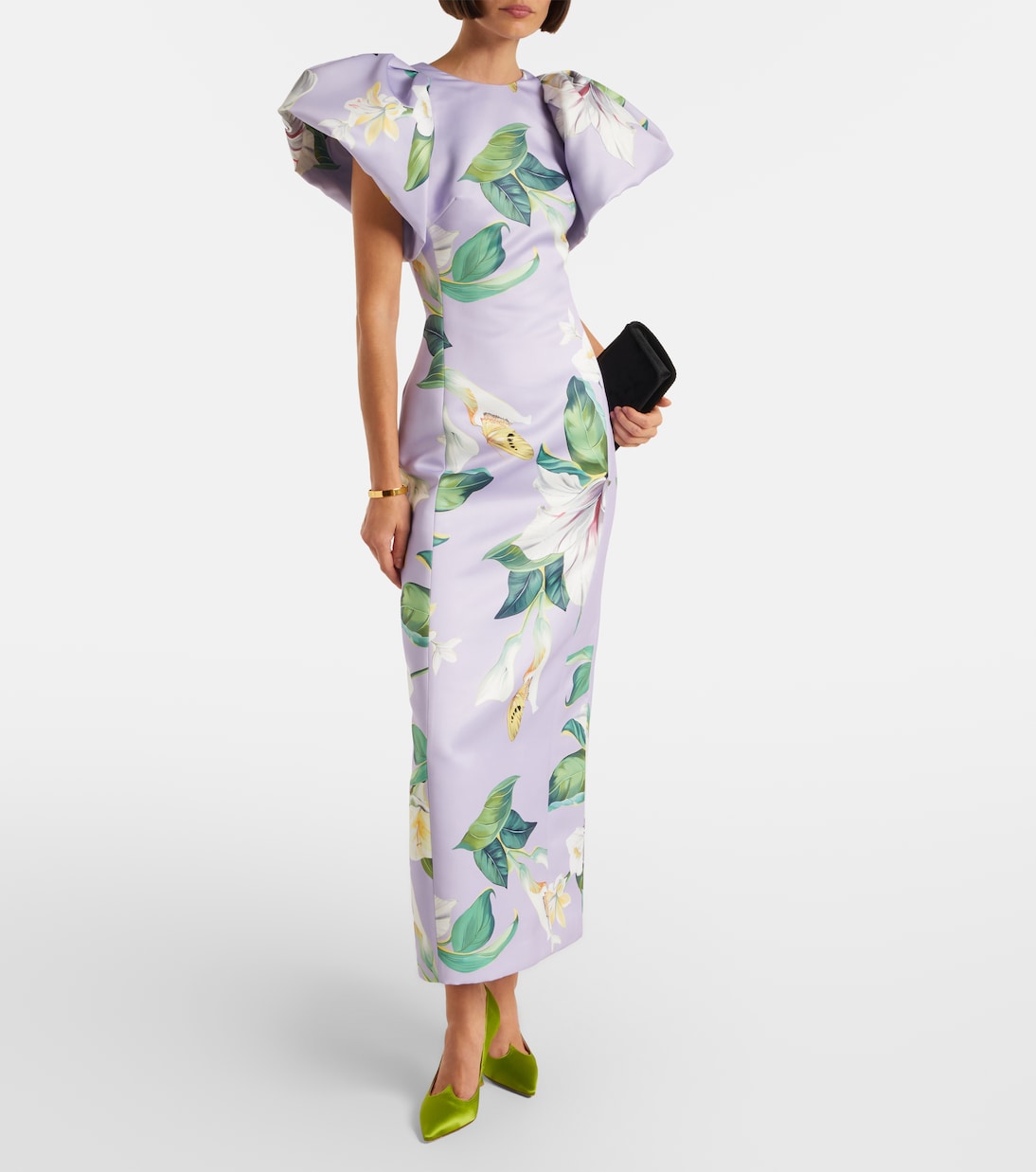 Vestido largo Lucinda floral con mangas abullonadas | Leo Lin