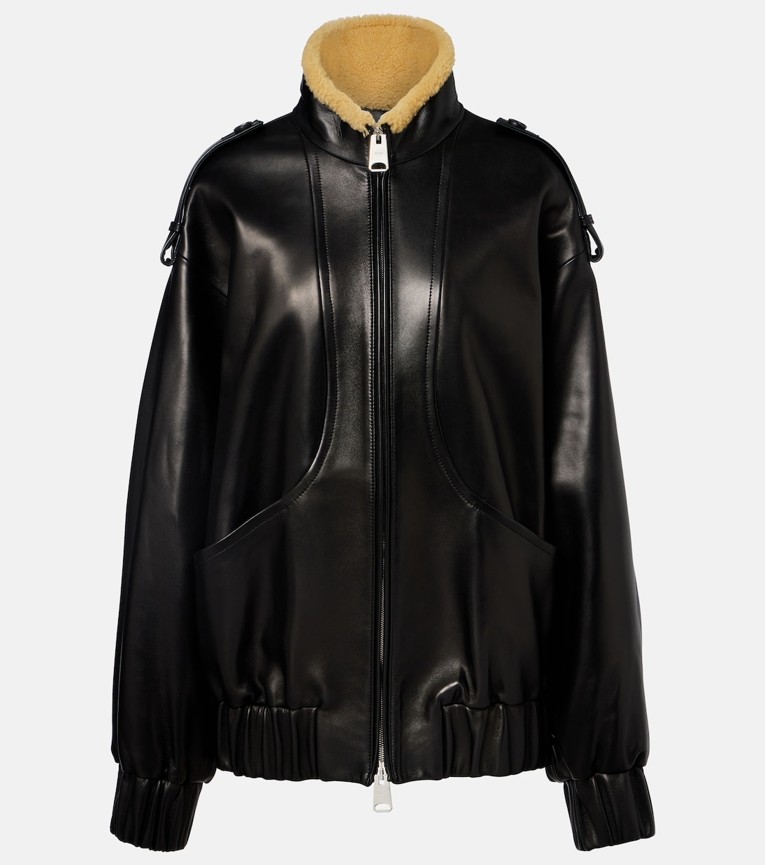 Sigi shearling-trimmed leather jacket | Khaite