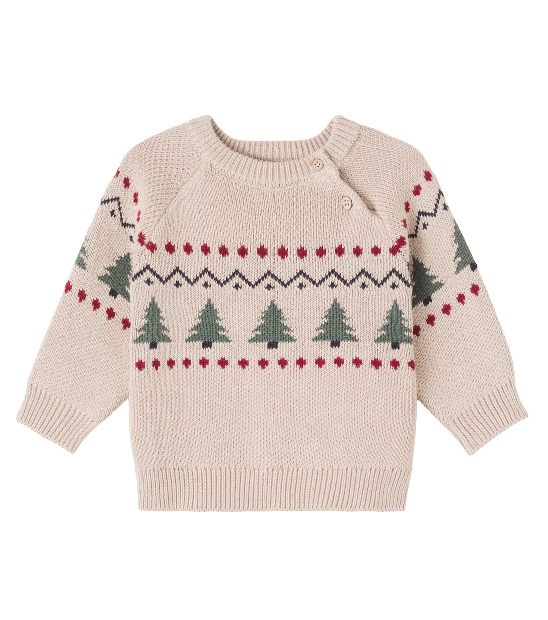 Baby Pullover Balou aus Baumwoll-Jacquard | Wheat