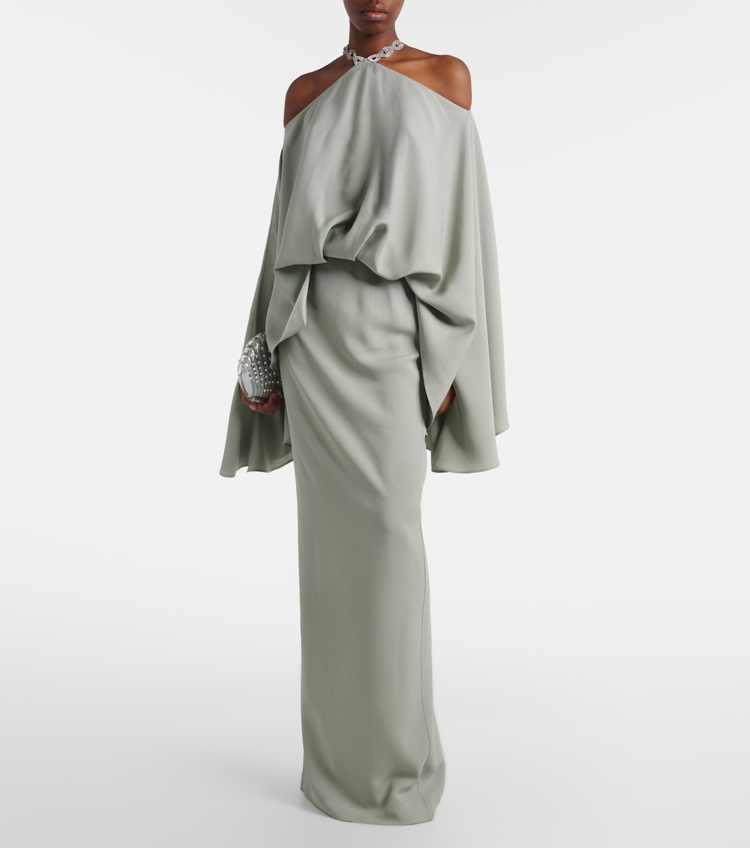 Robe longue Cyclades en crêpe cady à ornements | Taller Marmo