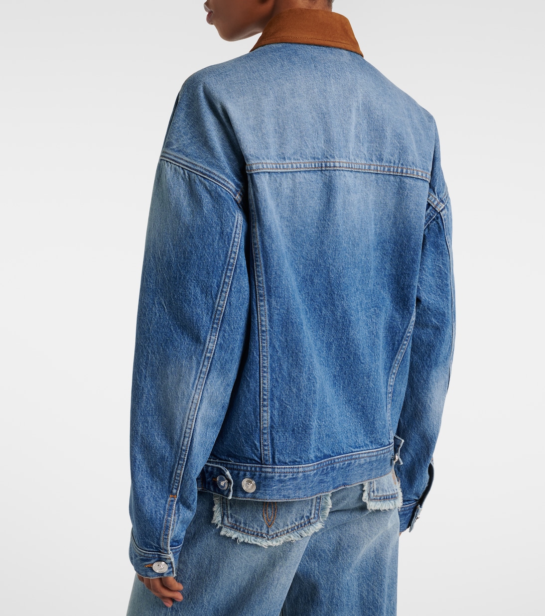 Trucker suede-trimmed denim jacket | Versace