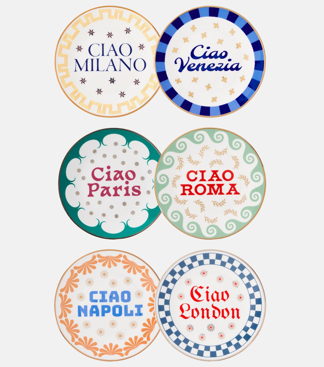 Set of 6 porcelain plates | Bitossi