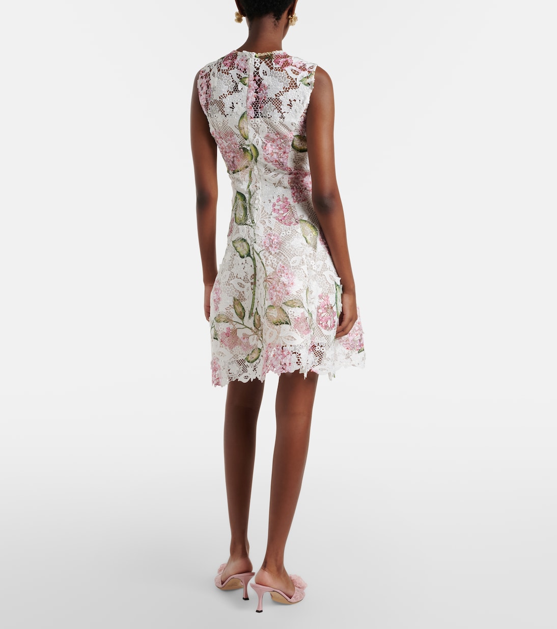 Abito corto in pizzo con ricamo | Oscar de la Renta