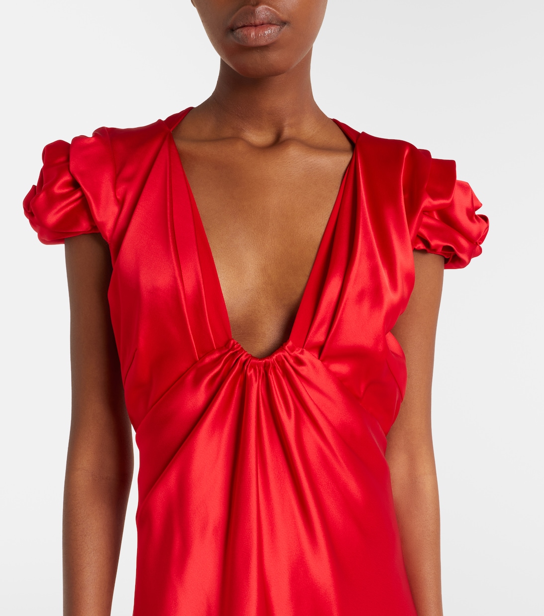 Lace-trimmed satin midi dress | McQueen