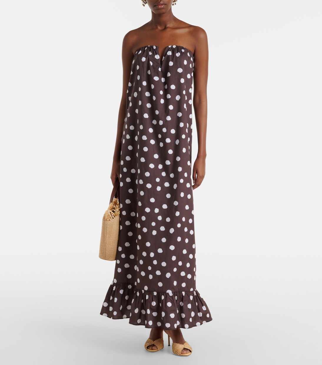 Polka-dot cotton-blend maxi dress | Adriana Degreas
