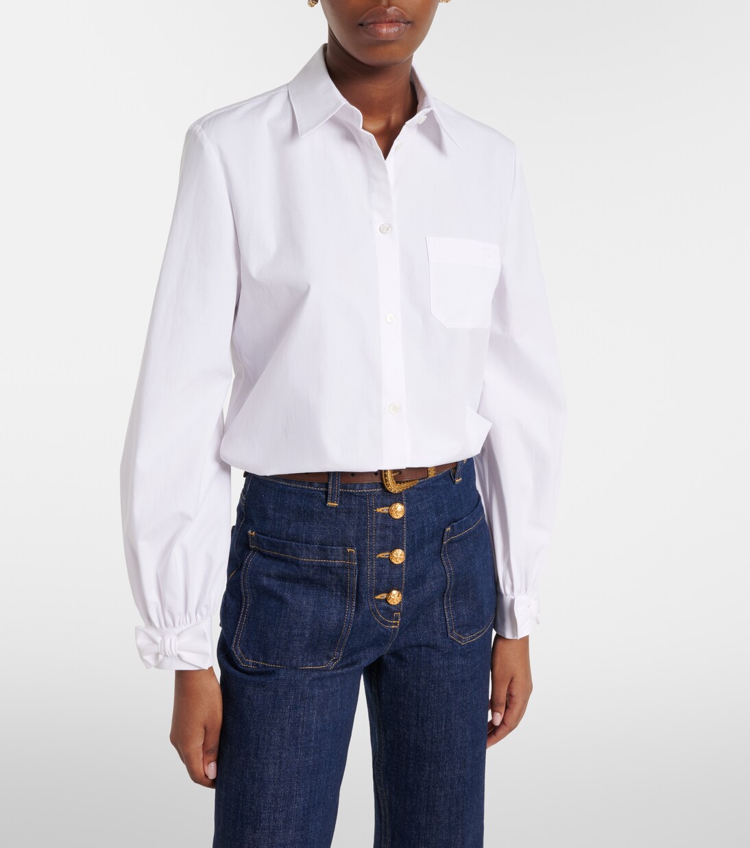 Bow-detail cotton poplin shirt | Valentino