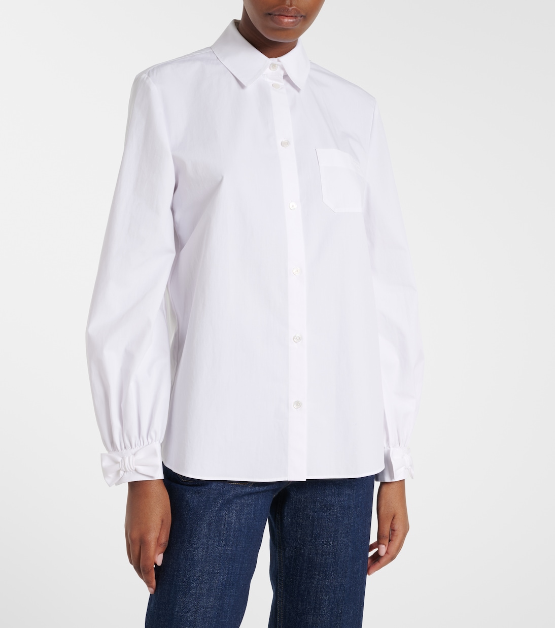 Bow-detail cotton poplin shirt | Valentino