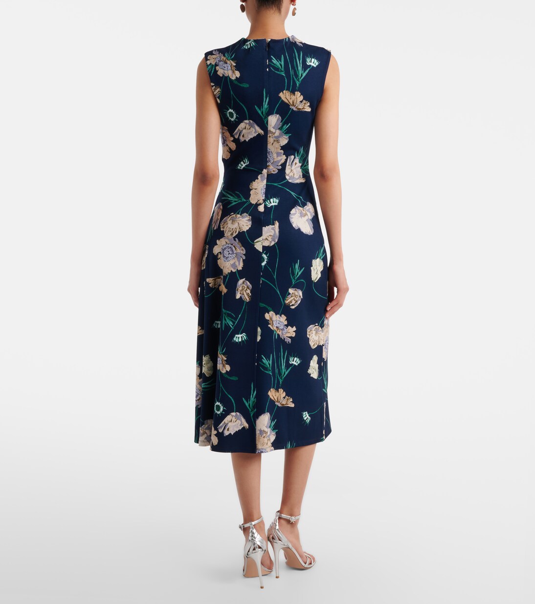 Draped floral jersey midi dress | Erdem