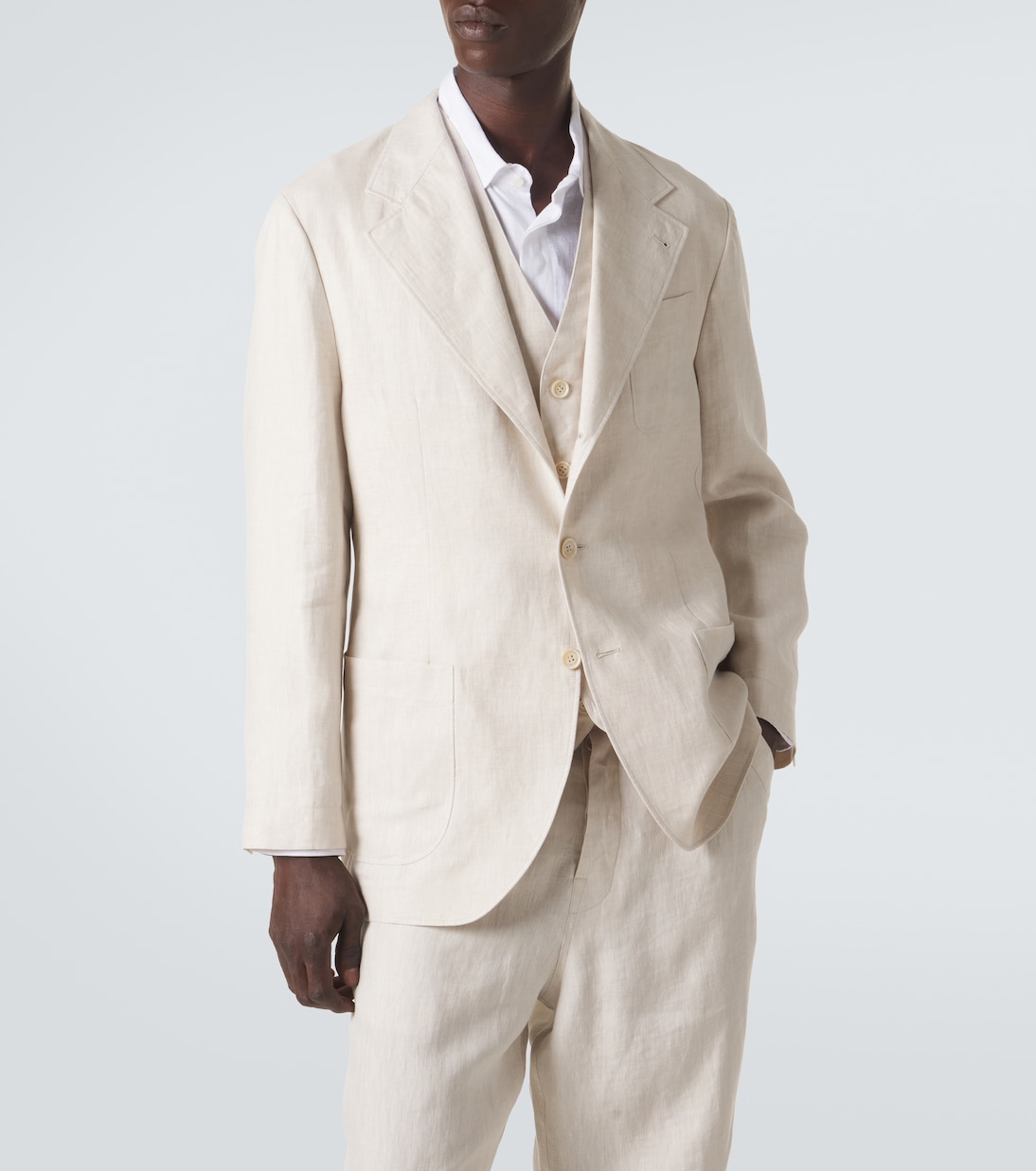 Single-breasted linen blazer | Brunello Cucinelli