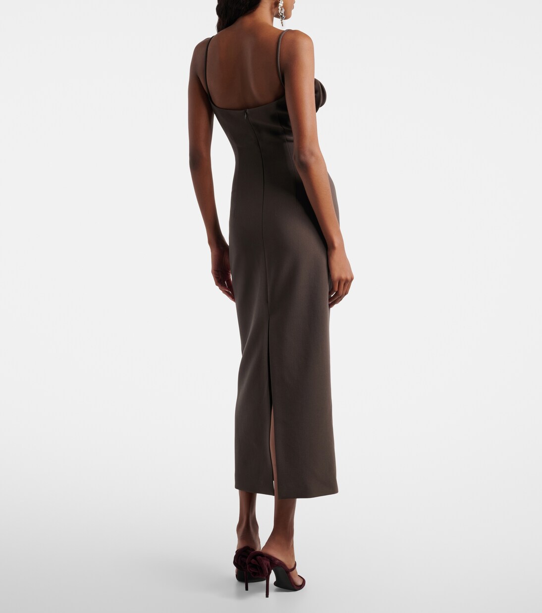 Floral-appliqué wool-blend midi dress | Magda Butrym