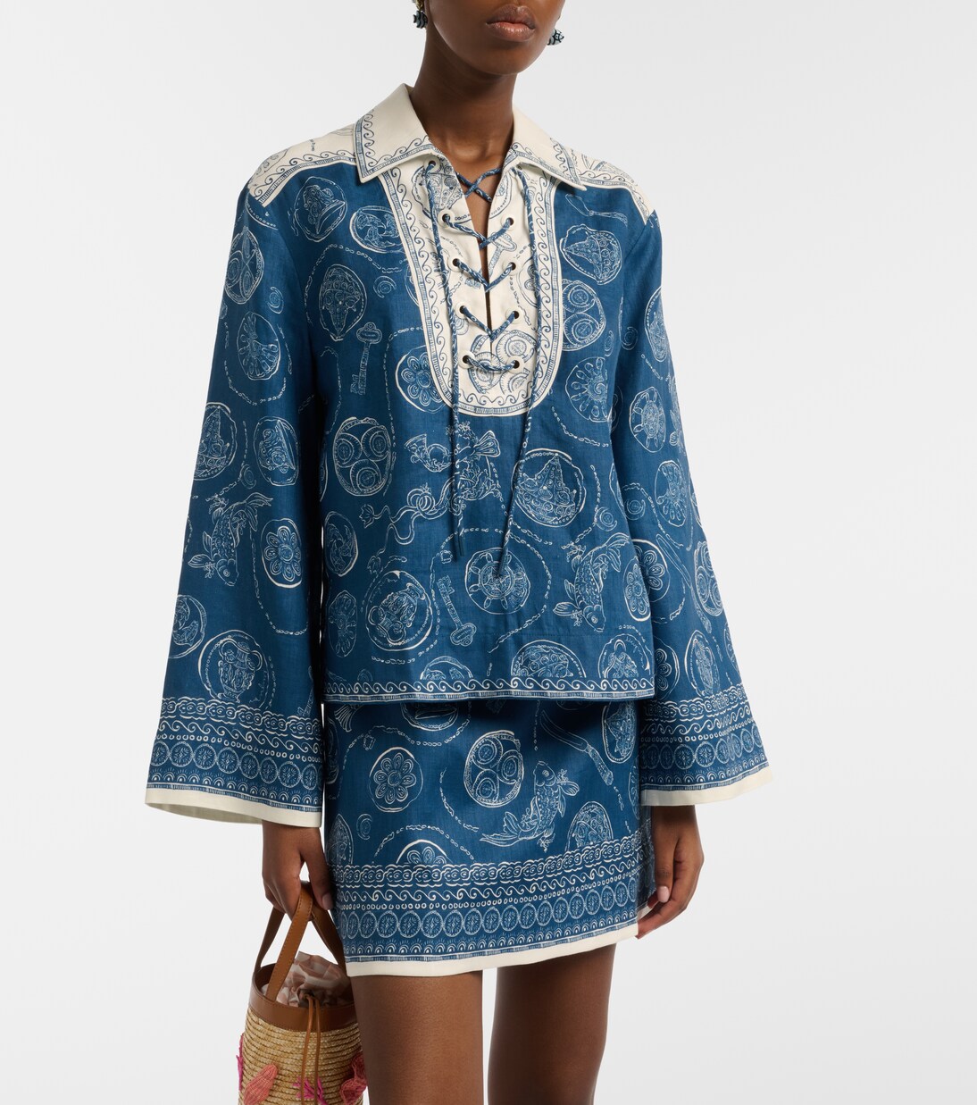 بلوزة من الكتان بطبعات Lucky | Alémais