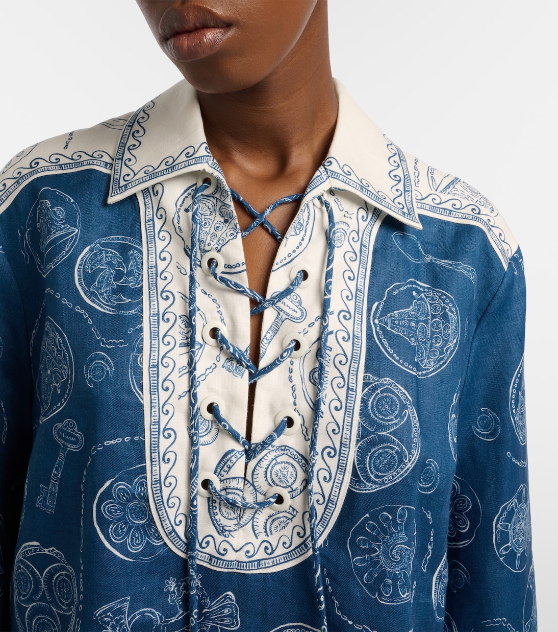 بلوزة من الكتان بطبعات Lucky | Alémais