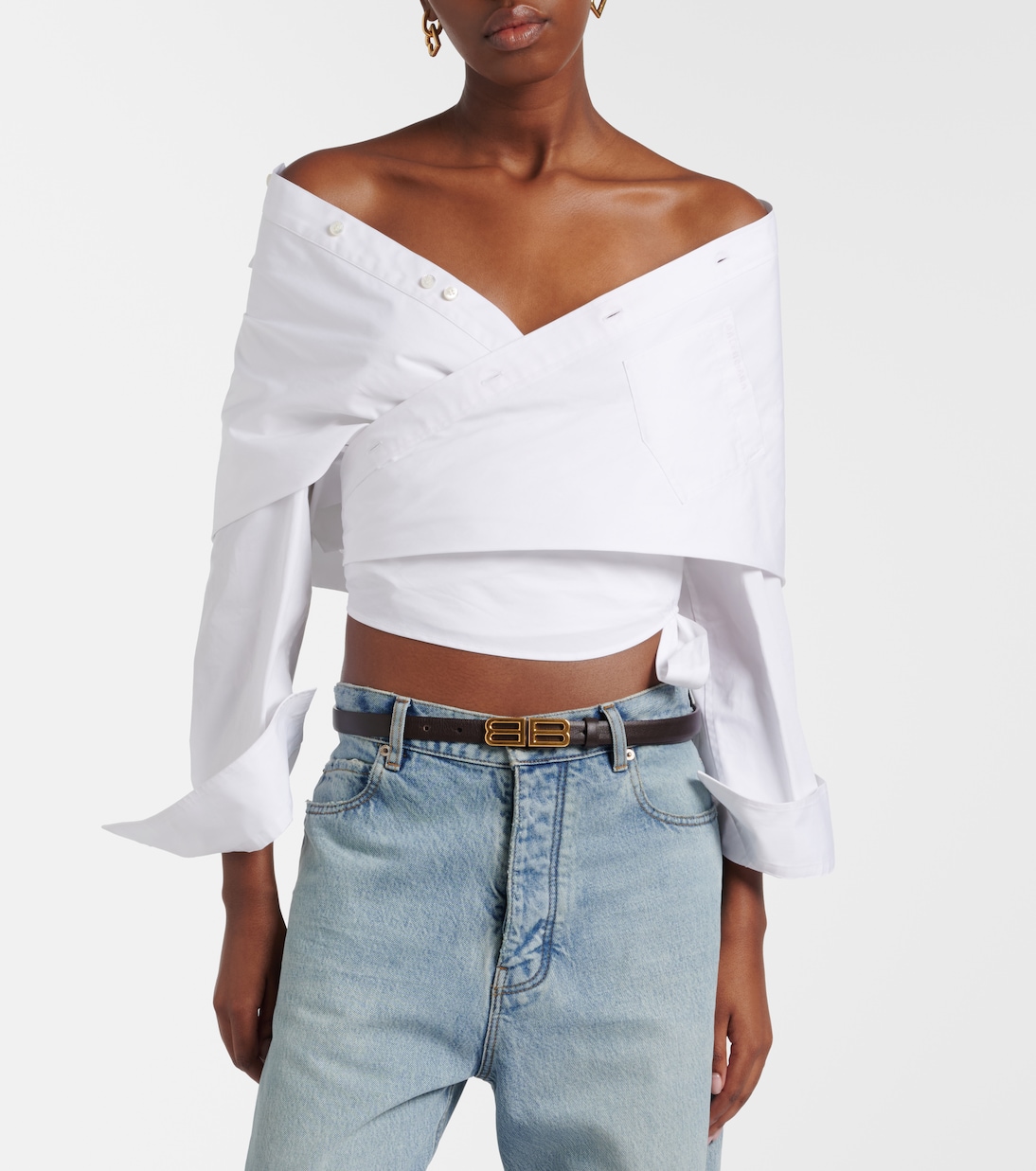 Off-shoulder cotton top | Balenciaga