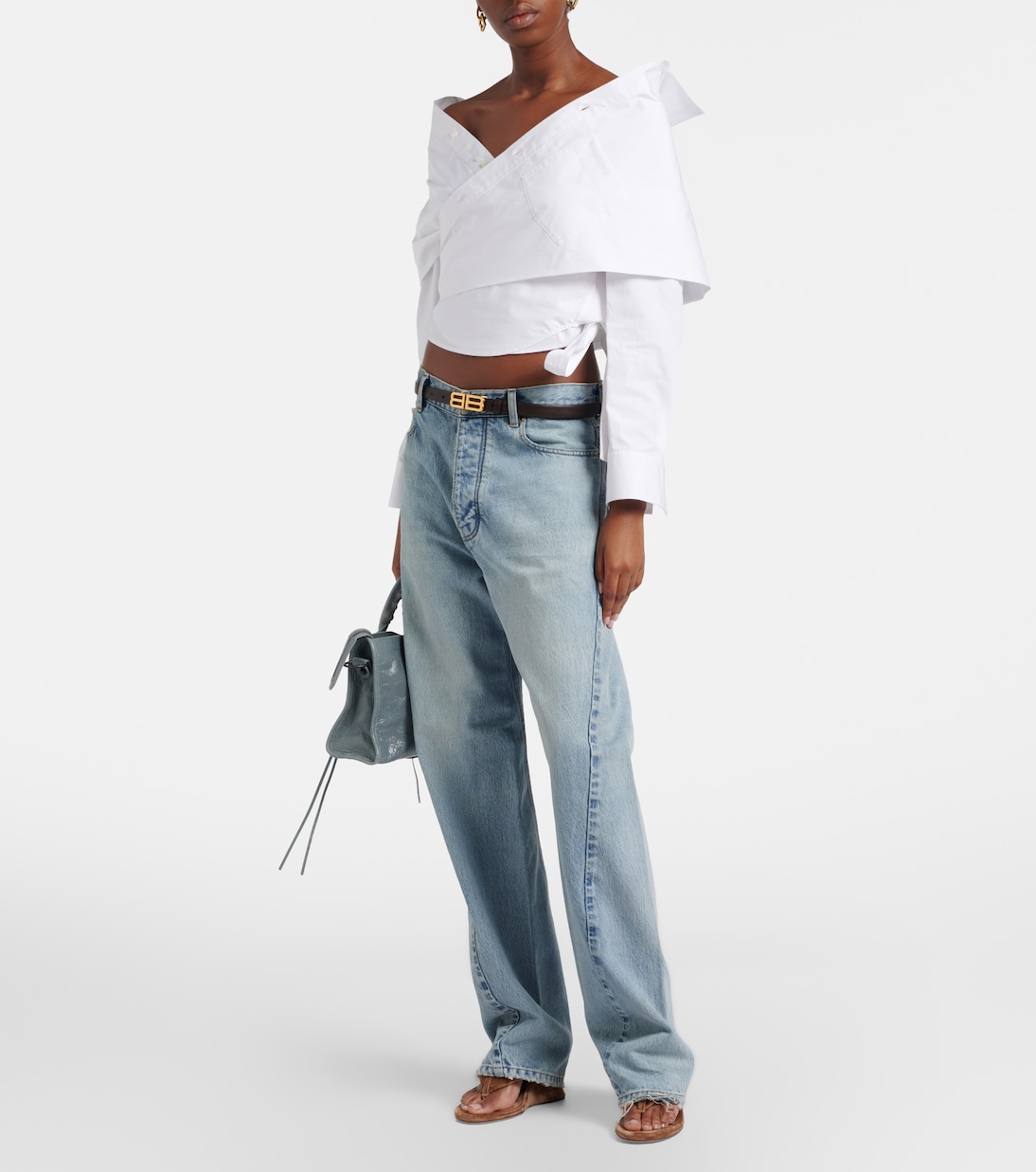 Off-shoulder cotton top | Balenciaga