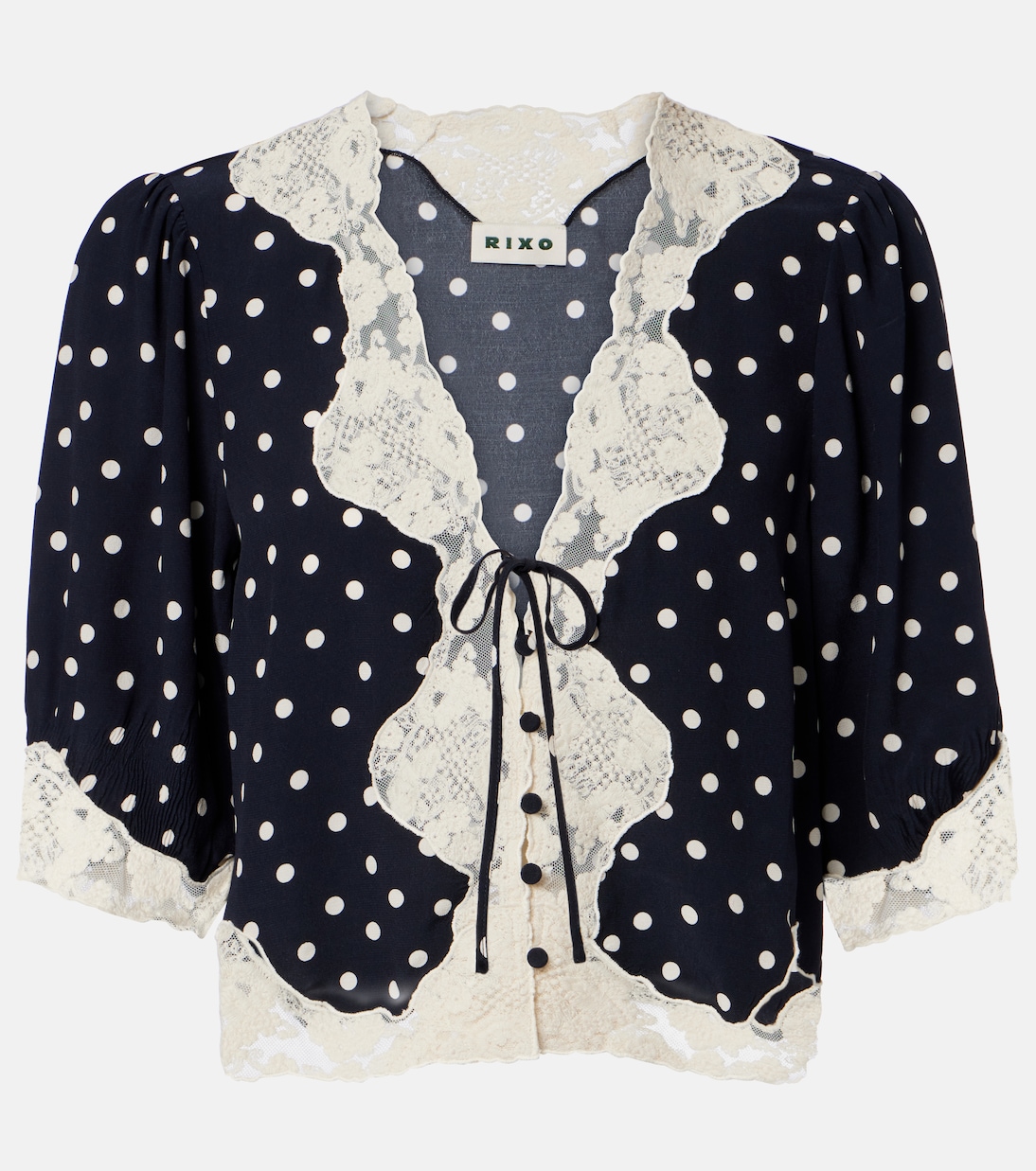 Ursula polka-dot crêpe de chine top | Rixo