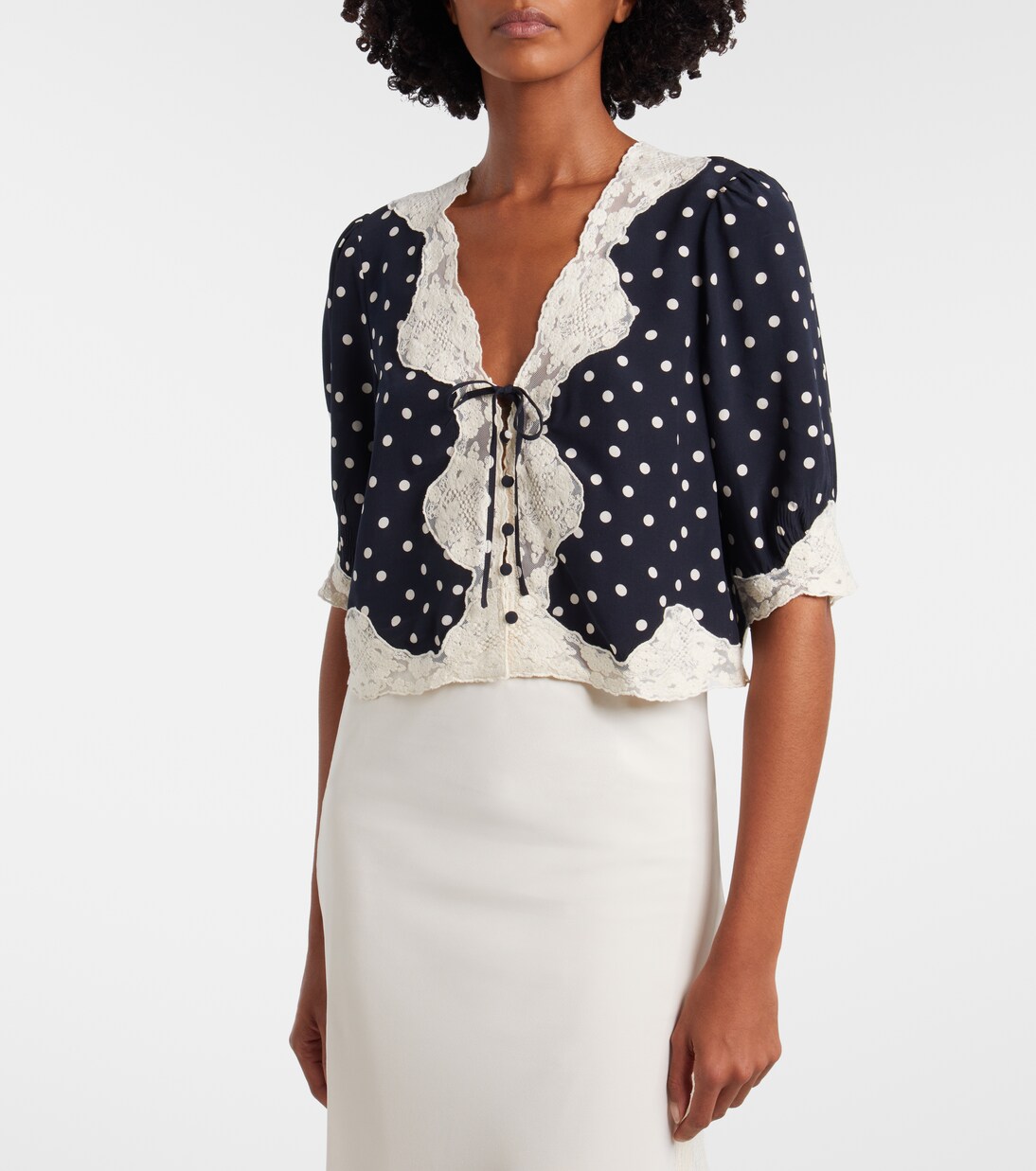Ursula polka-dot crêpe de chine top | Rixo