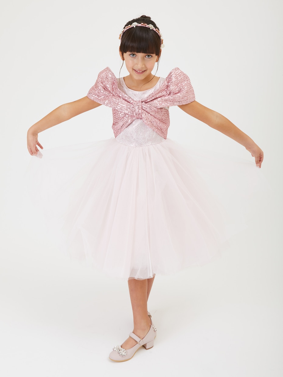 Robe en brocart et tulle à sequins | Monnalisa