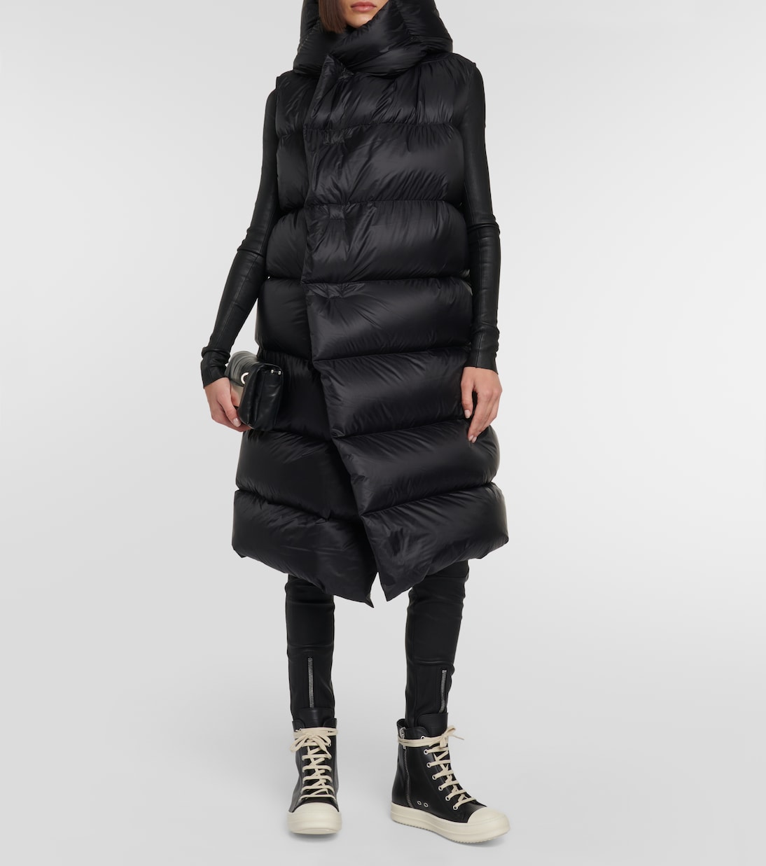 Abrigo con capucha y paneles de plumas | Rick Owens