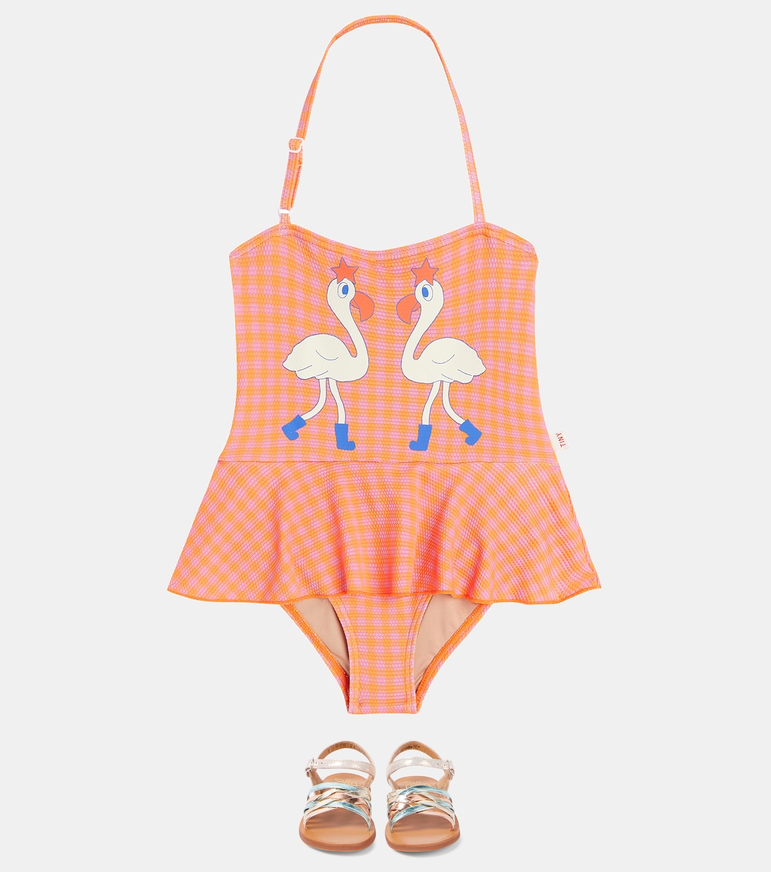 Flamingos checked swimsuit | Tinycottons