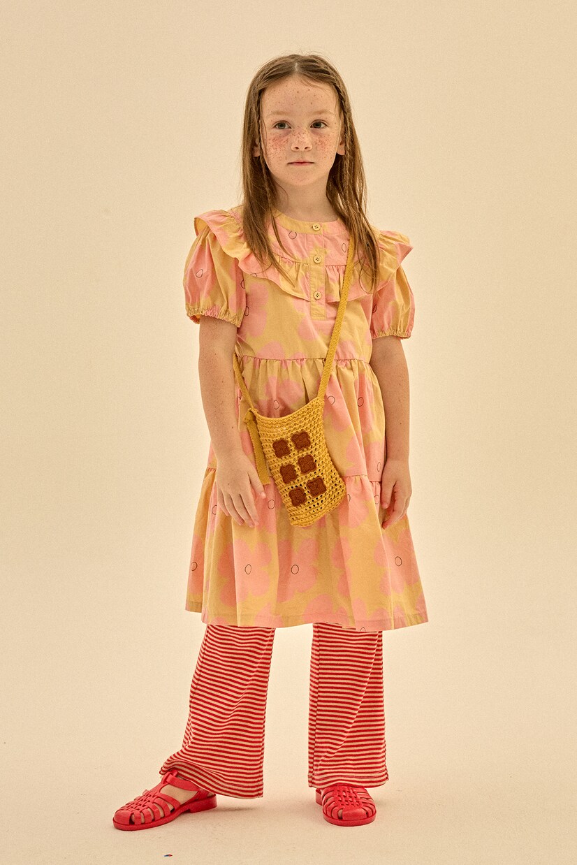 Vestido Pink Flower de algodón a capas | Jellymallow