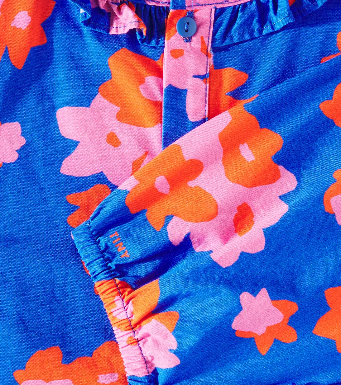 Flowers ruffled cotton poplin blouse | Tinycottons