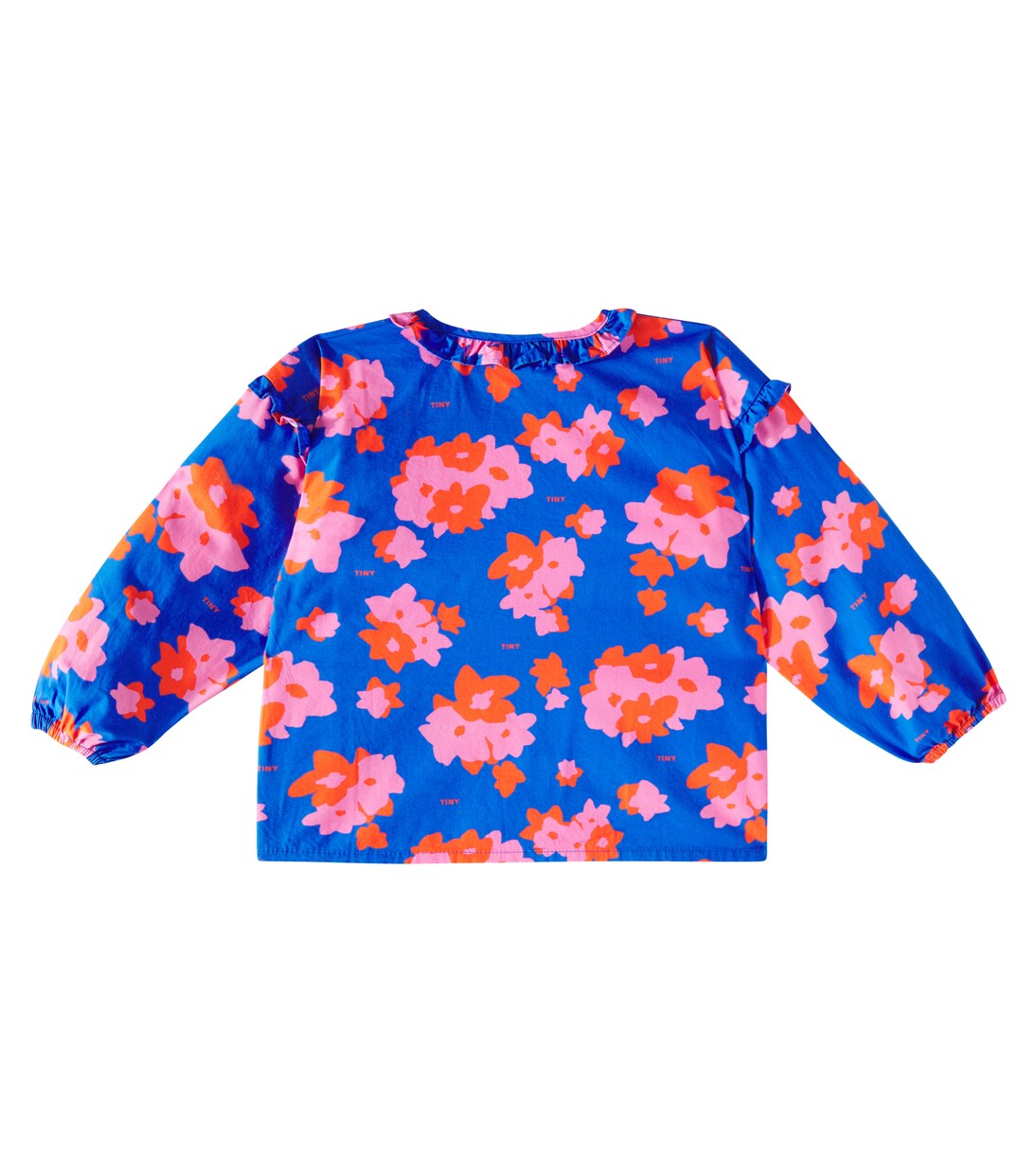 Flowers ruffled cotton poplin blouse | Tinycottons