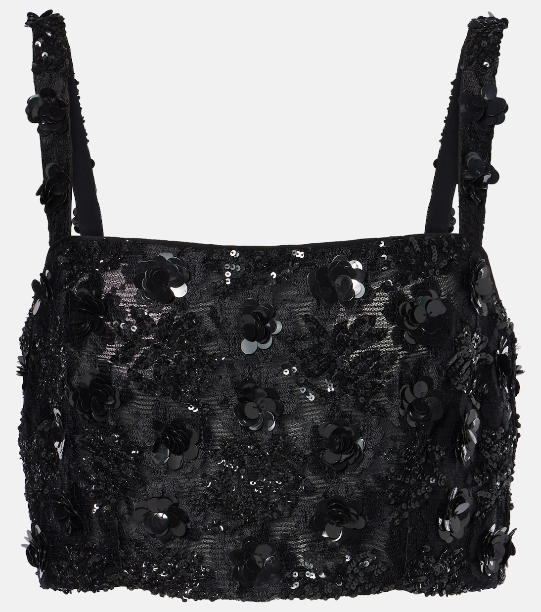 Floral-appliqué sequined crop top | Dolce&Gabbana