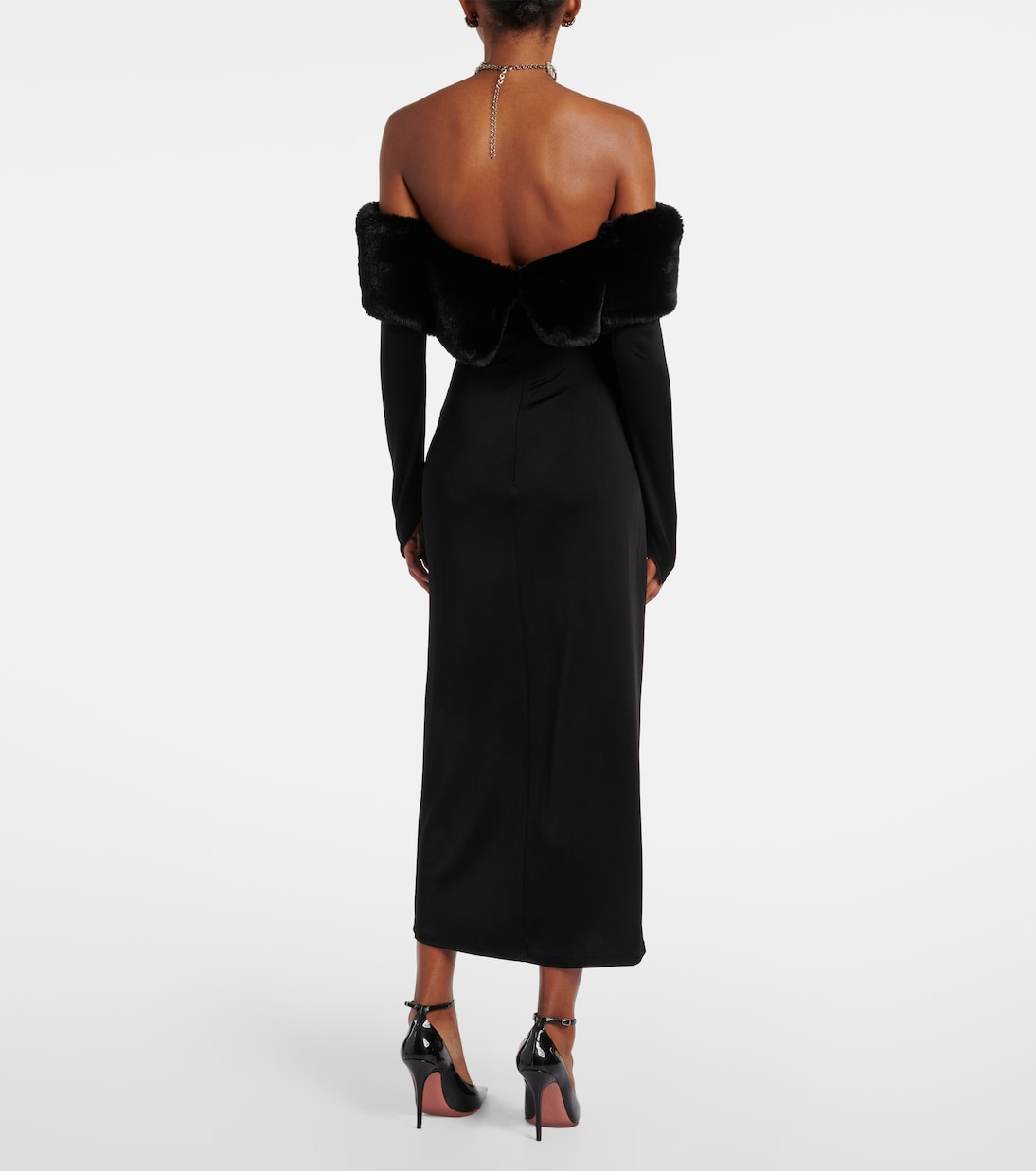 Yazi faux fur-trimmed silk-blend gown | The New Arrivals Ilkyaz Ozel
