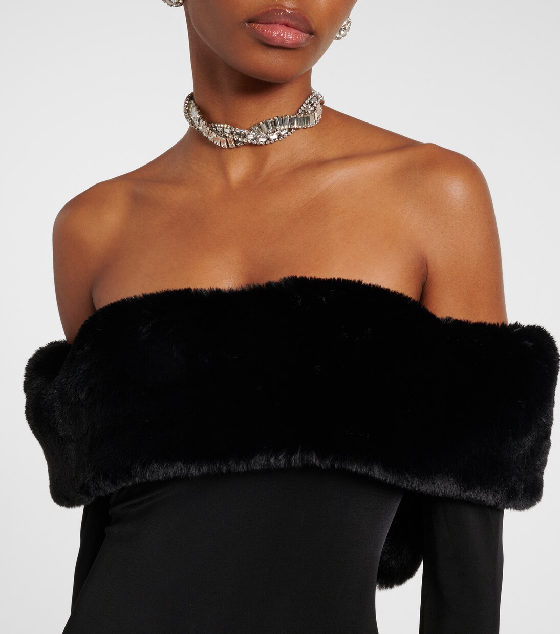 Yazi faux fur-trimmed silk-blend gown | The New Arrivals Ilkyaz Ozel