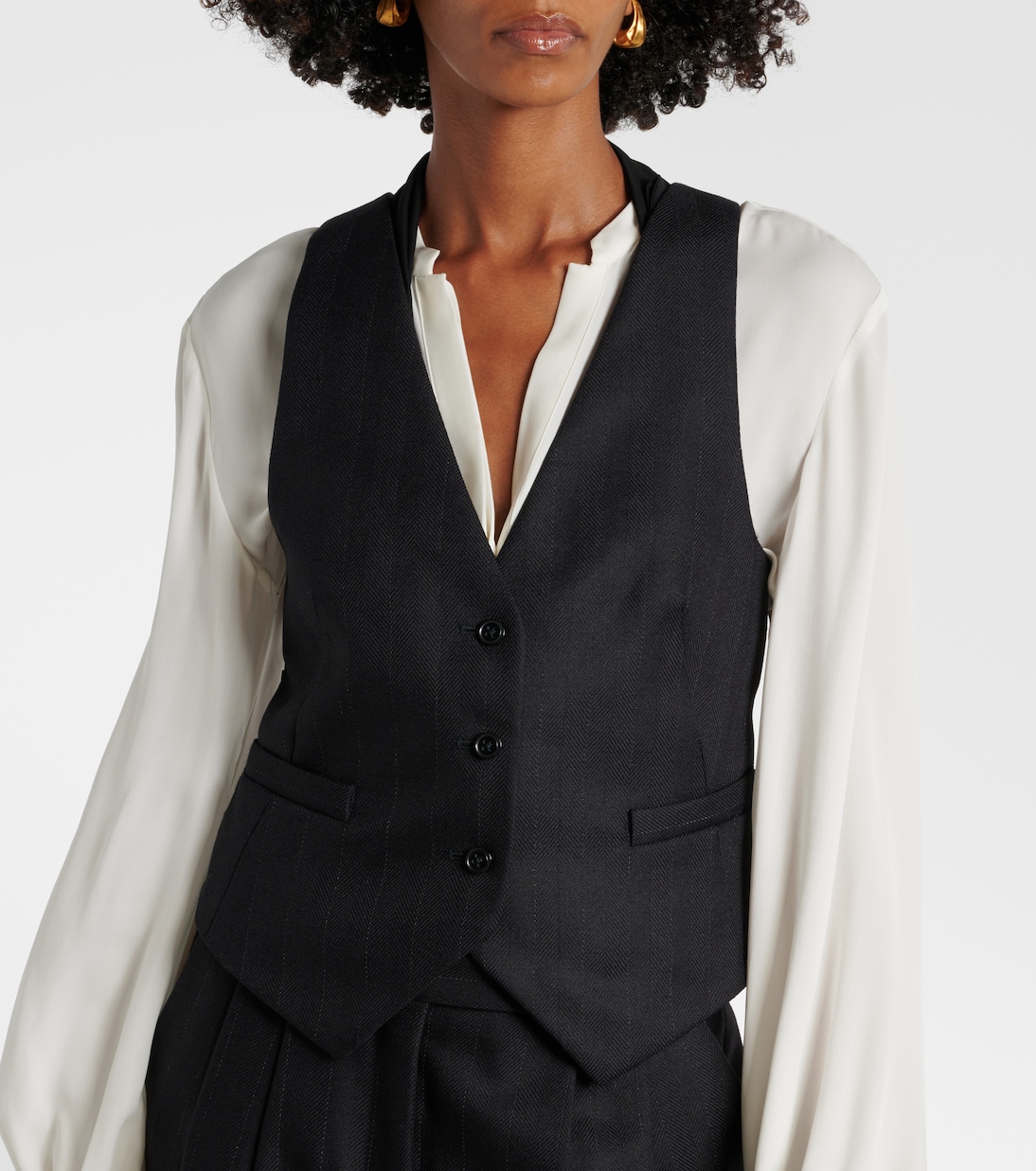 Modern Sophistication pinstripe wool vest | Dorothee Schumacher