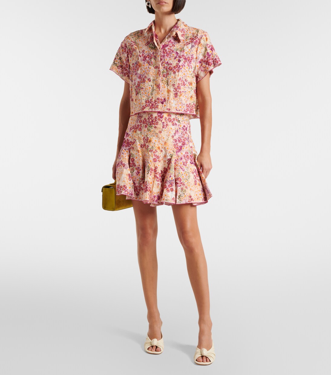 Minifalda Cerezo Florecer de lino floral | Agua by Agua Bendita