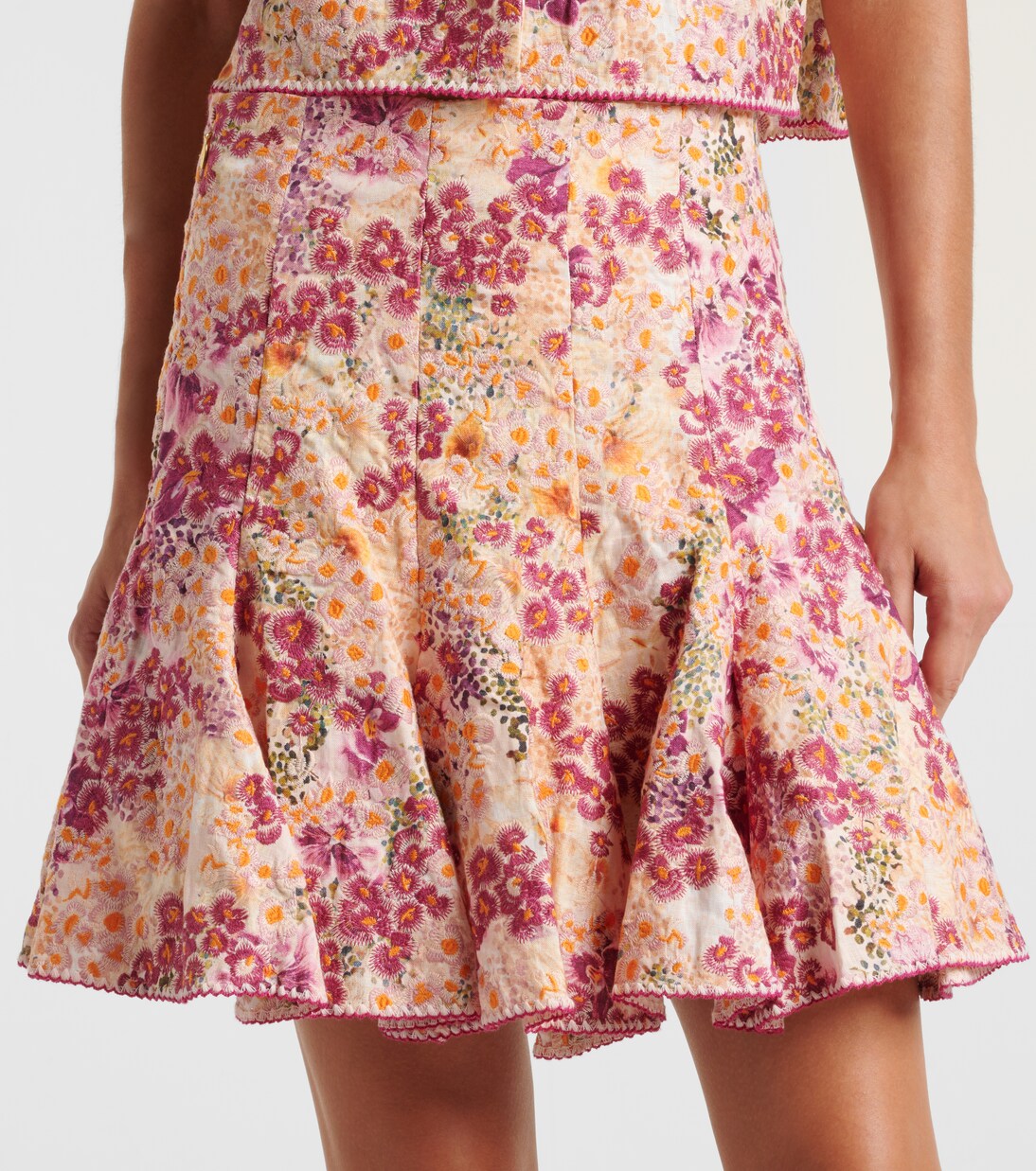 Minifalda Cerezo Florecer de lino floral | Agua by Agua Bendita