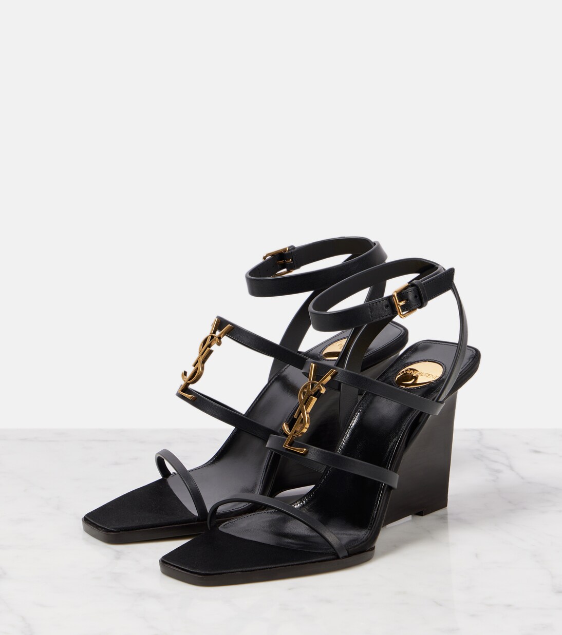 Wedge-Sandalen Cassandra 90 aus Leder | Saint Laurent