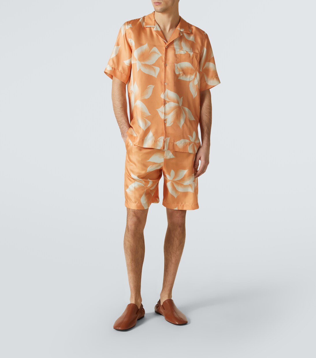 Shorts in seta con stampa | Dries Van Noten