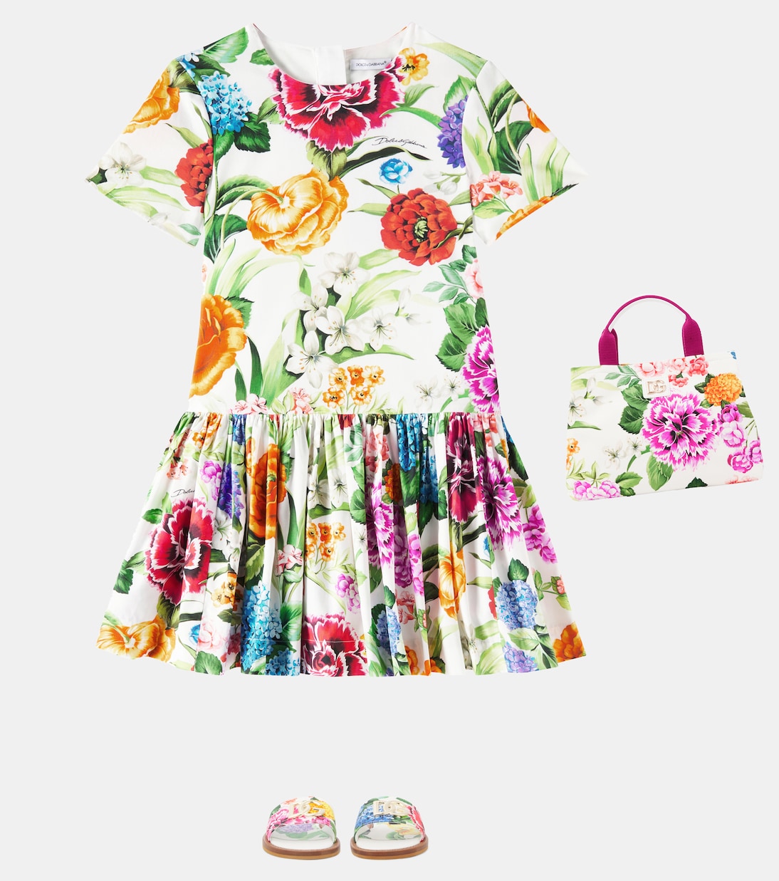 Floral cotton poplin dress | Dolce&Gabbana Kids