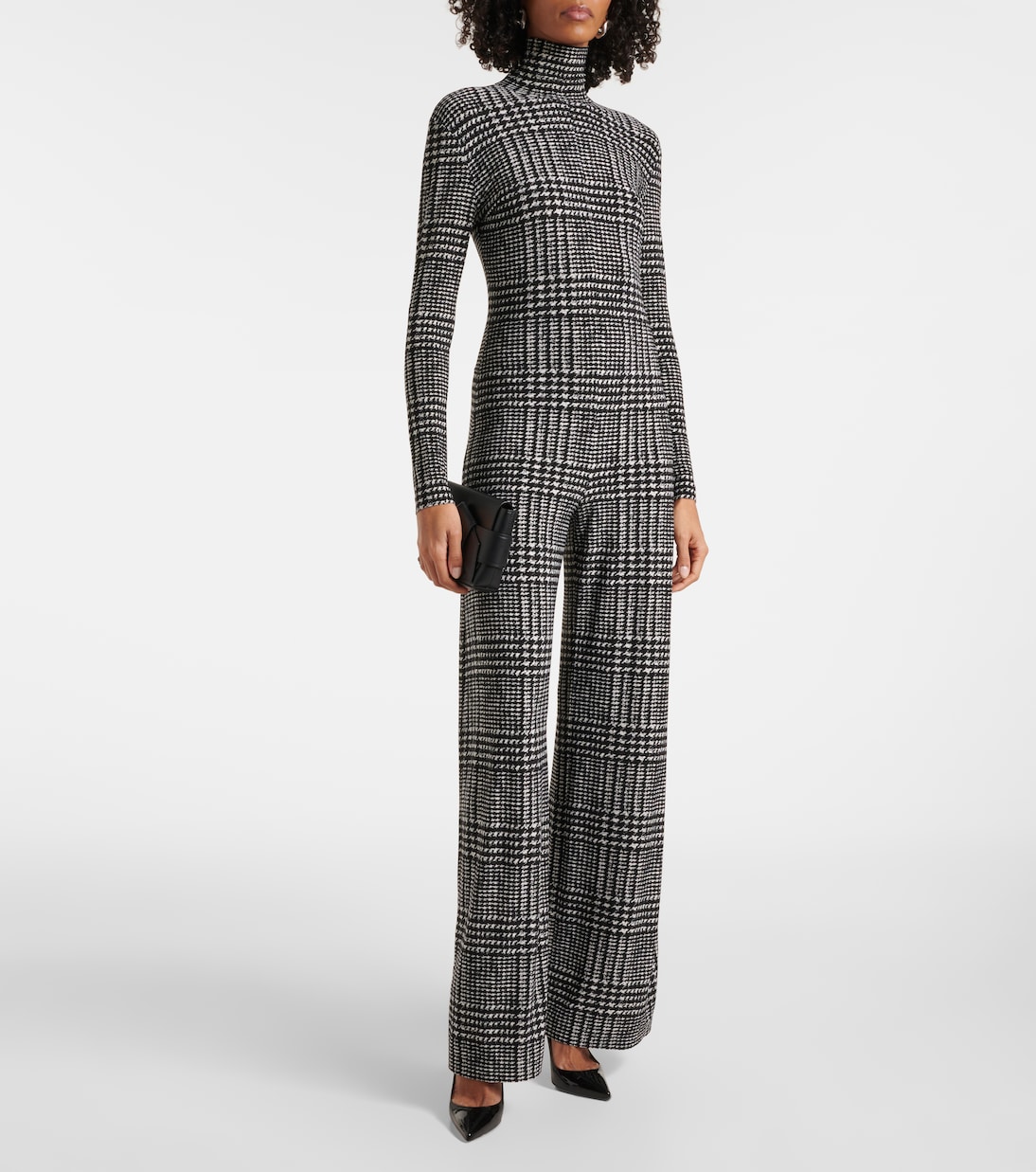 Turtleneck plaid jumpsuit | Norma Kamali