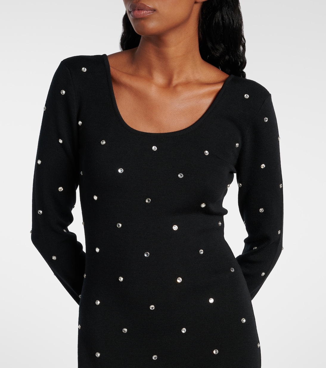 Midikleid aus Schurwolle mit Kristallen | Versace