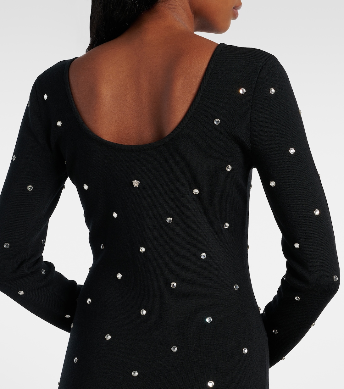 Midikleid aus Schurwolle mit Kristallen | Versace